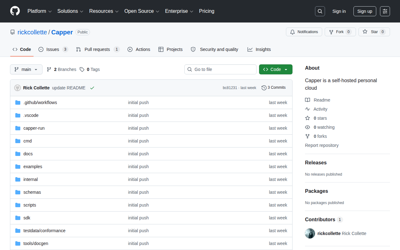 Capper, a self-hosted cloud control plane, on GitHub